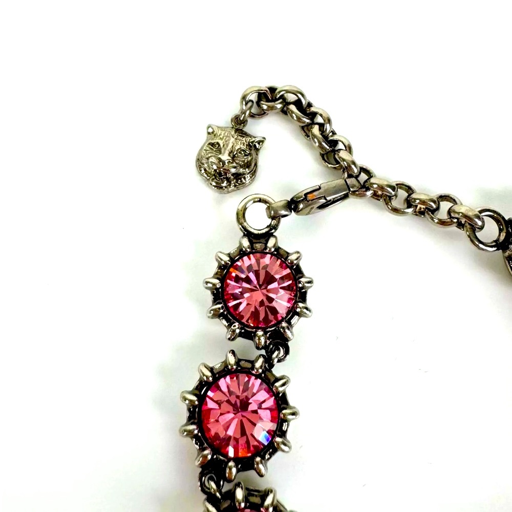 Gucci Pink Crystal Silver Tone Bracelet - Picture 5 of 6